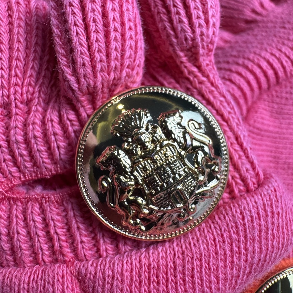Talbots Ruffle Trim Raglan Sweatshirt Pink Gold Buttons At Neckline Size 1X - Picture 4 of 10